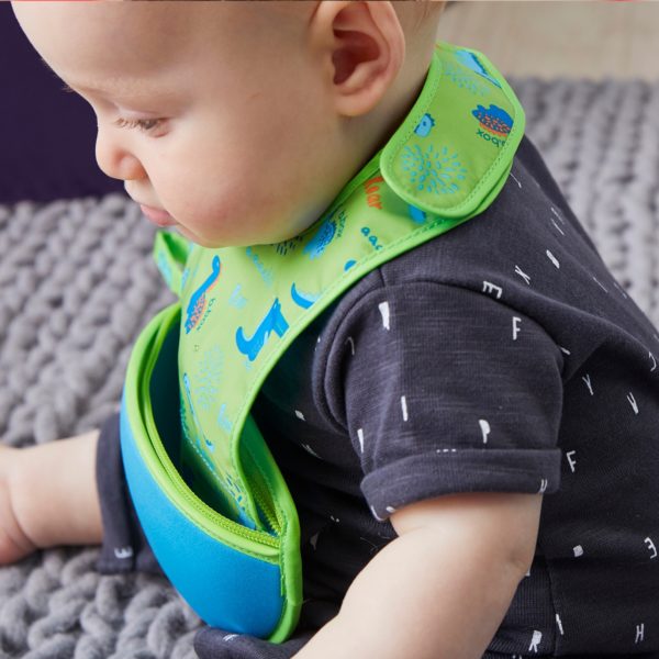 bavoir bébé de voyages avec cuillère en silicone- Ocean