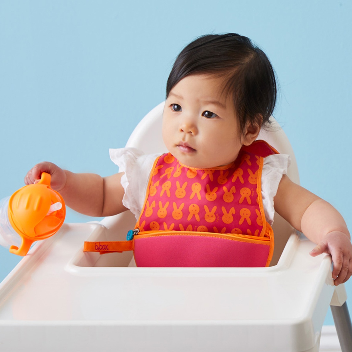 Bavoir bébé de voyages refermable avec cuillère en silicone - 4 coloris