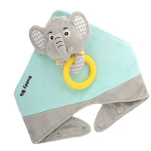 Bavoir bandana avec jouet d'éveil et anneau de dentition - Elie l'éléphant