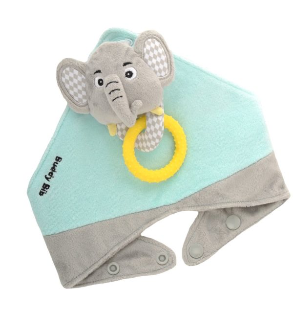 Bavoir bandana avec jouet d'éveil et anneau de dentition - Elie l'éléphant