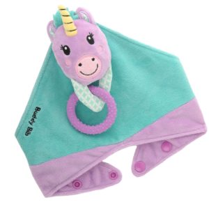 Bavoir bandana avec jouet d'éveil et anneau de dentition - Unice la Licorne