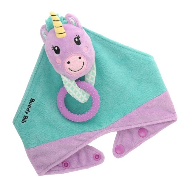 Bavoir bandana avec jouet d'éveil et anneau de dentition - Unice la Licorne