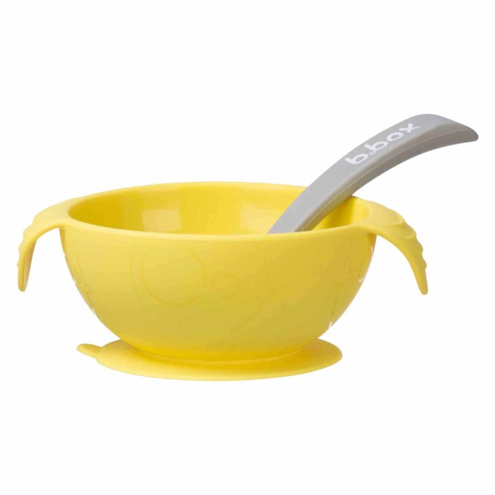 Bol Silicone Avec Ventouse + Cuillère Bébé Ocre – Anti-Bactérien 250 Ml Design Vague