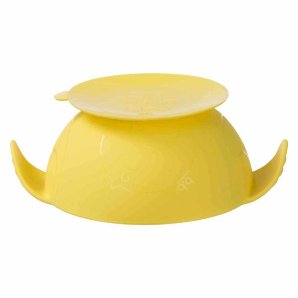 bol enfant avec ventouse et cuillère en silicone - jaune