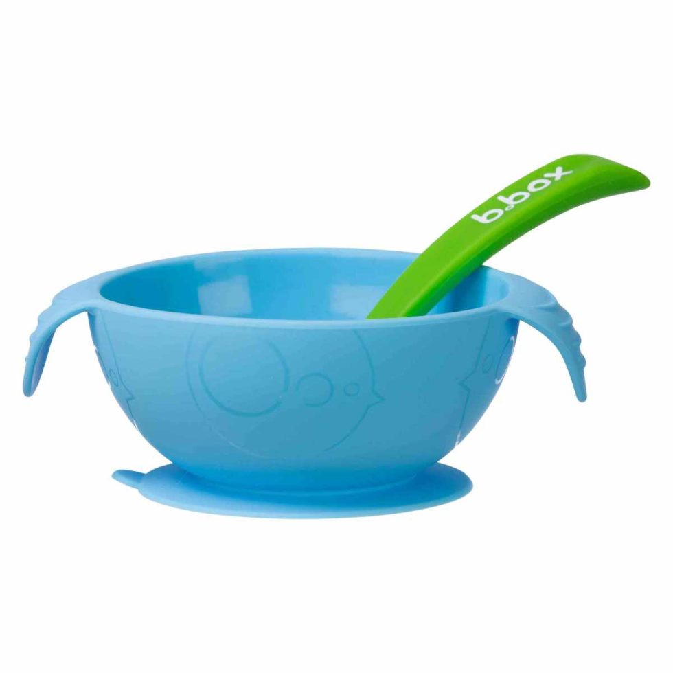 Bol enfant avec ventouse et cuillère en silicone B.box Babirevaboutique