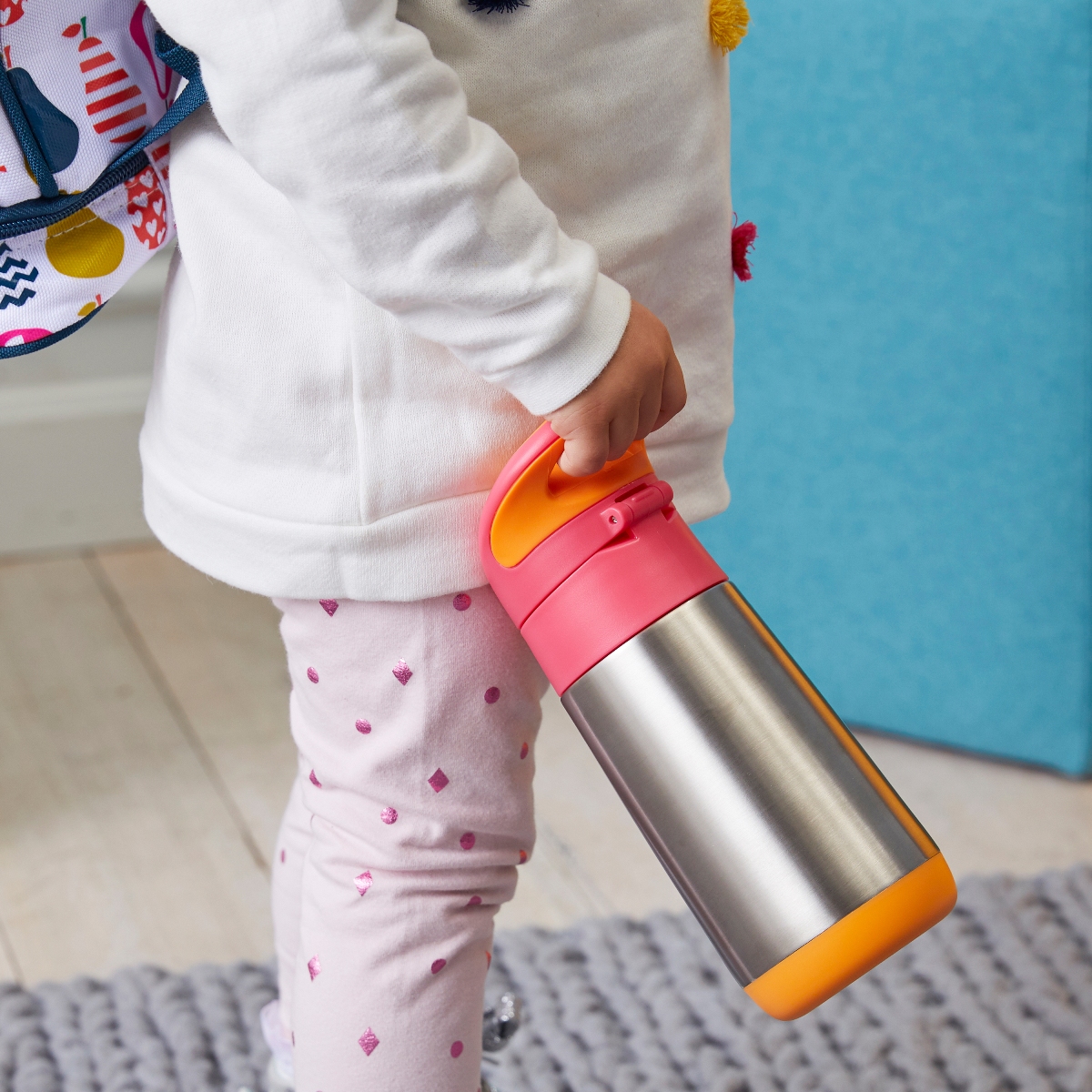 Gourde en inox isotherme strawberry poignée pratique
