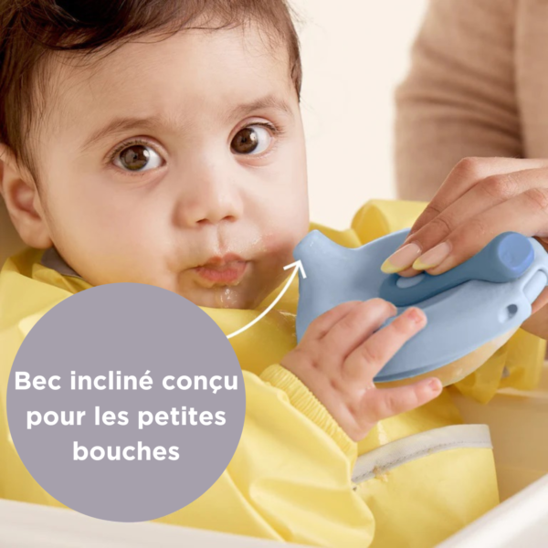 Poche gourde repas bébé rechargeable avec bec souple incliné