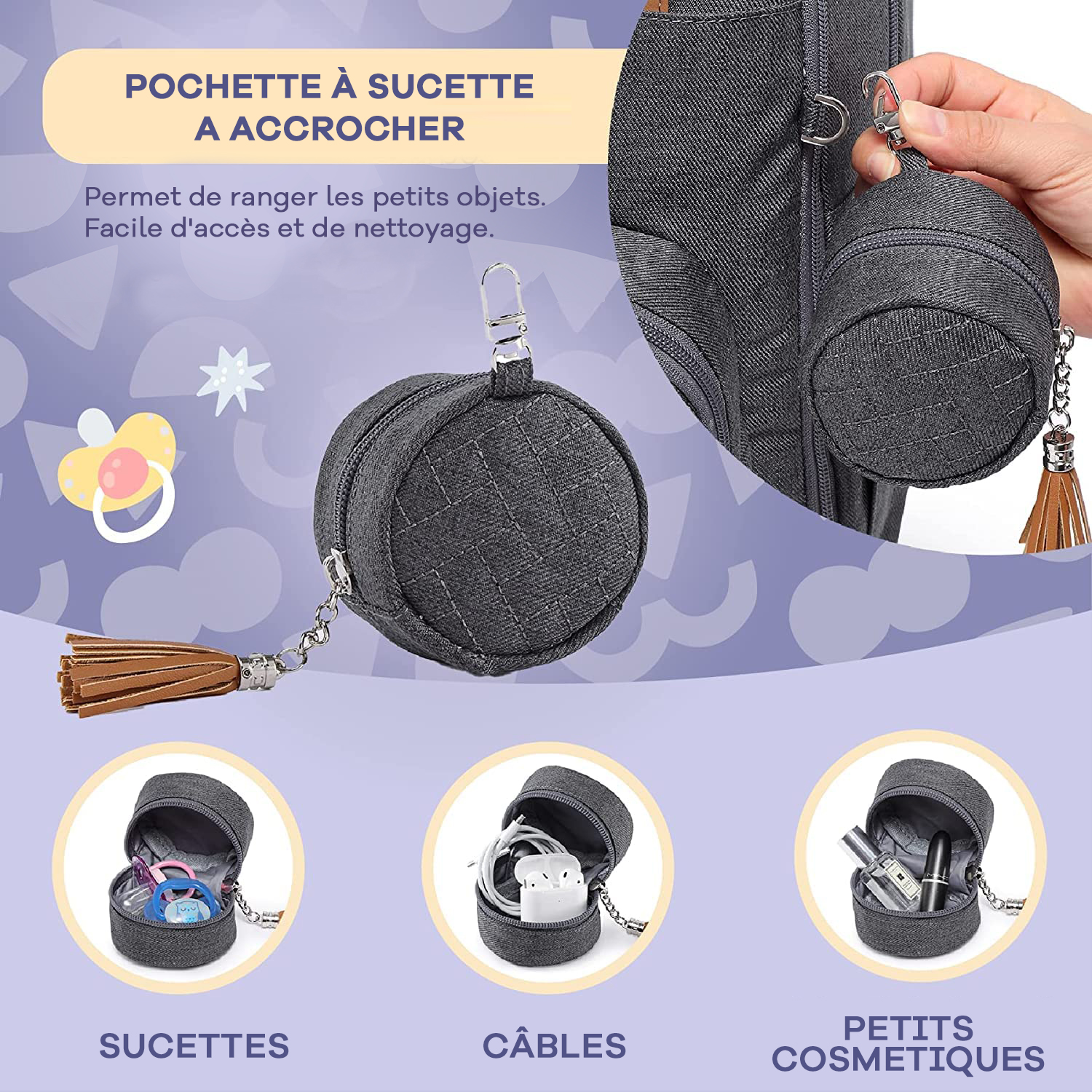 RUVALINO Sac à langer Grande Taille style Fourre-tout avec Bandoulière Pour  bébé garçon et fille Poches Isothermes Matelas à langer Sangles de  Poussette Sac de Maternité Maman et Papa convertible gris