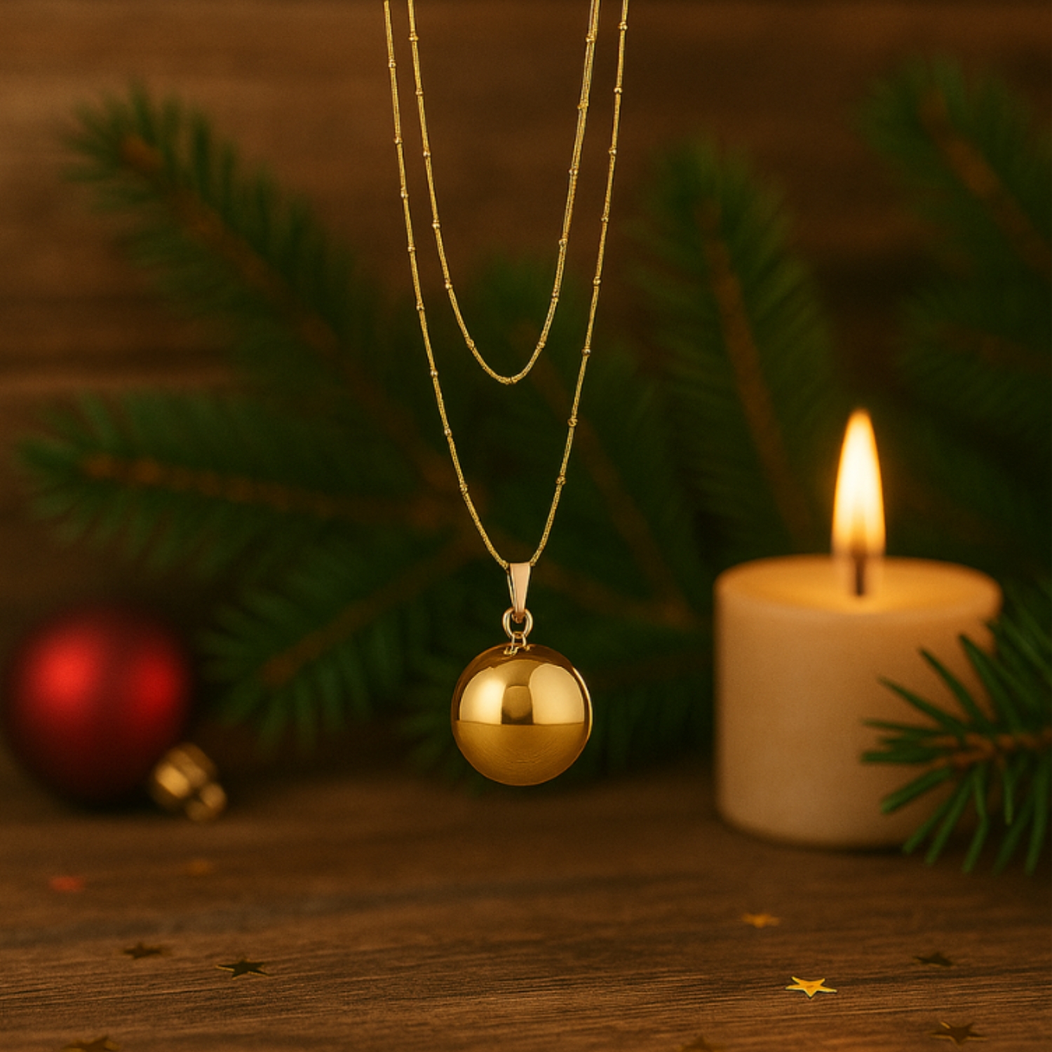 Bola de grossesse Classique Or – Bijou pour future maman avec chaîne | Babireva Boutique – Image 2