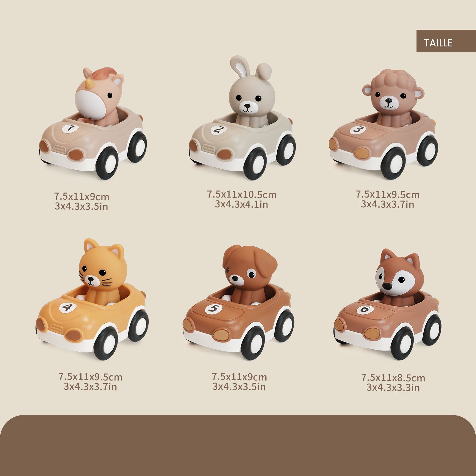 Coffret de 6 voitures à friction et 6 marionnettes animaux – Image 3