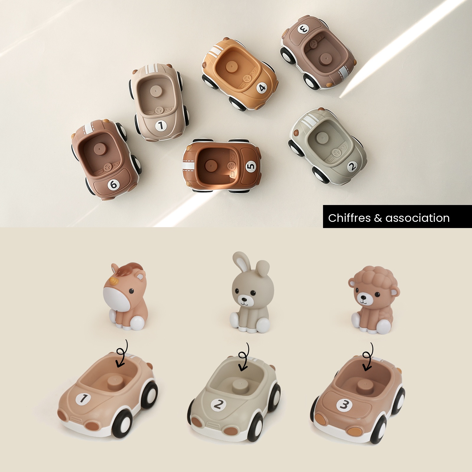 Coffret de 6 voitures à friction et 6 marionnettes animaux – Image 4