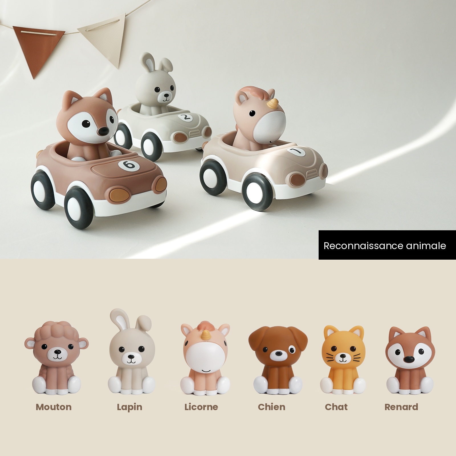 Coffret de 6 voitures à friction et 6 marionnettes animaux – Image 5